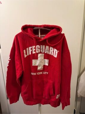 Lifeguard New York City Red Hooded Sweatshirt